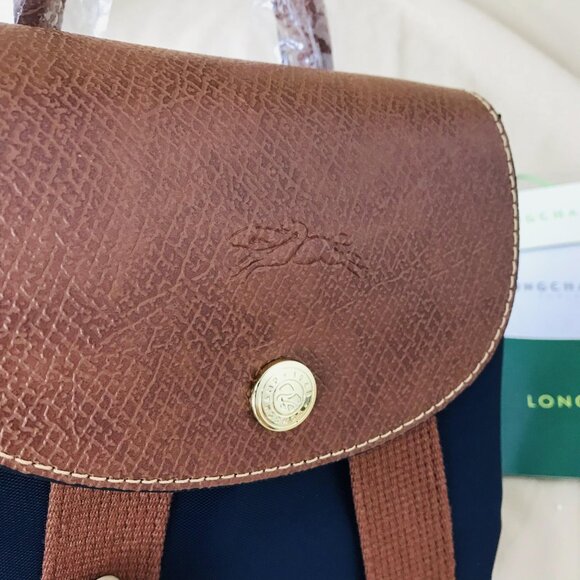 LONGCHAMP Mini Le Pliage Canvas Backpack In Navy Blue - Picture 5 of 13